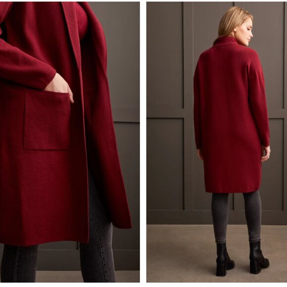 NWOT Tribal Open Front Coatigan with Patch Pockets Bordeaux Size M - Picture 2 of 9